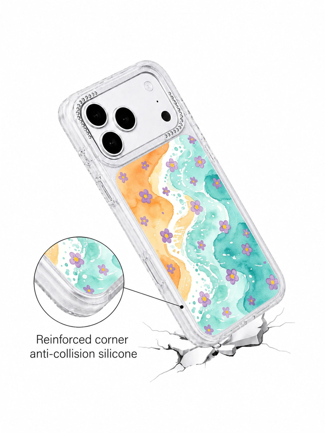 Passion cyan pulse iPhone 17 Pro Max Case with horizontal color bands and evenly spaced black dot art