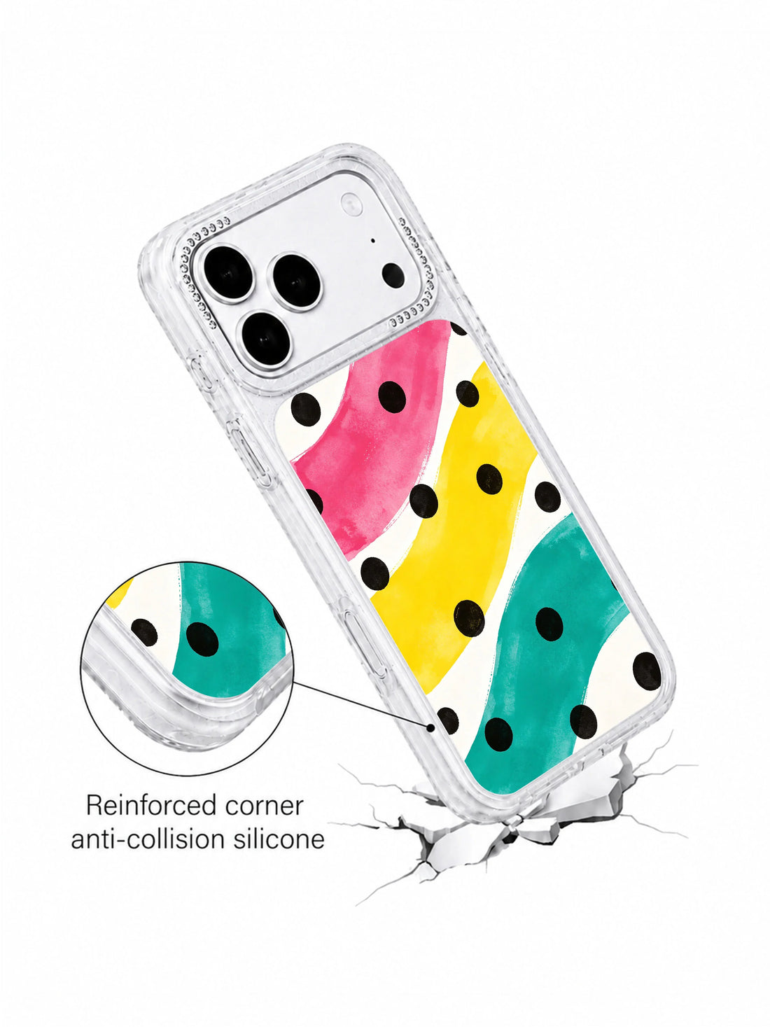 Joy iPhone 17 Pro Max Case with bright dot beat art and soda pop colors