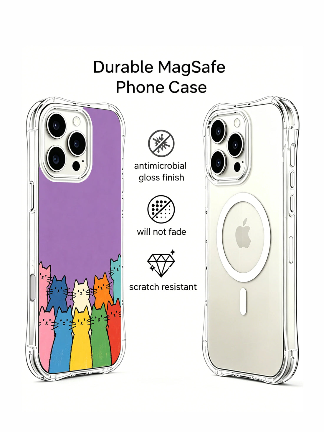 Cat Lover iPhone 16 Pro Max Case Gift with Purple Art