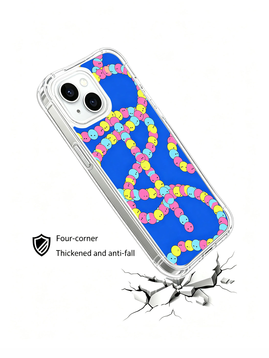 Aesthetic iPhone 15 Plus Case with surreal worm art