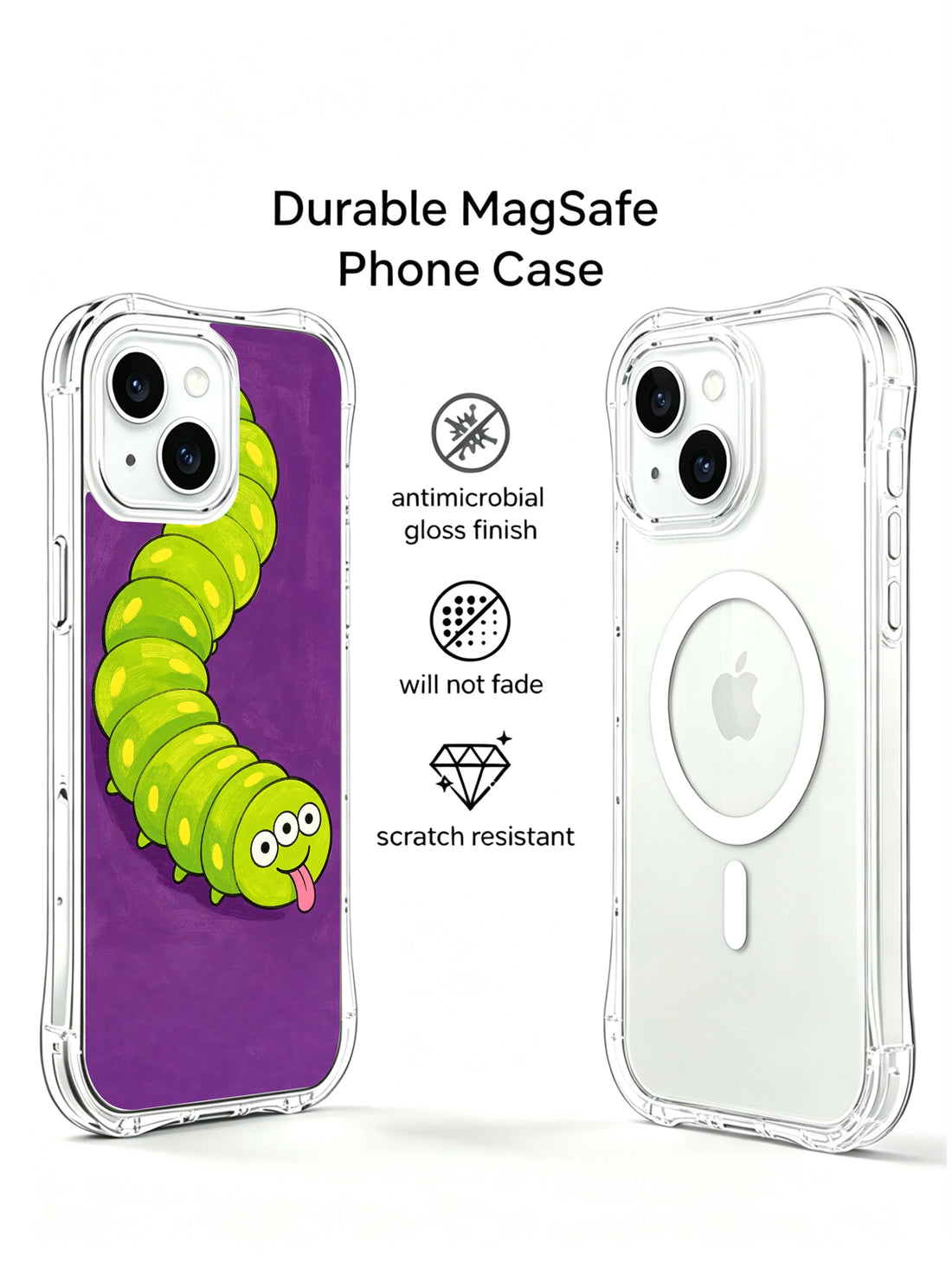 Odd eye neon green iPhone 15 Plus Case with social shield artwork