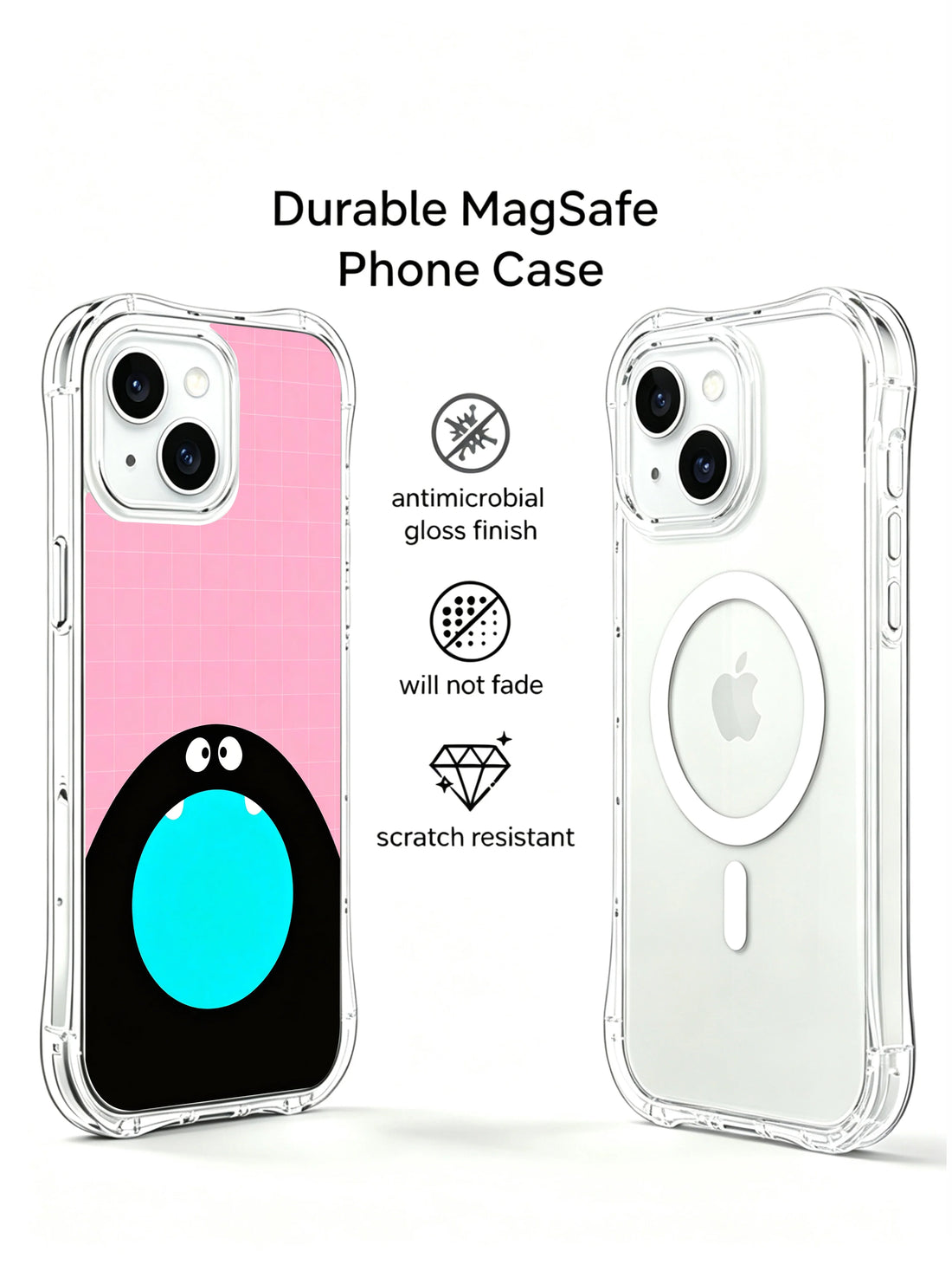 Pop art monster iPhone 15 Plus Case with expressive big mouth illustration and playful artistic energy