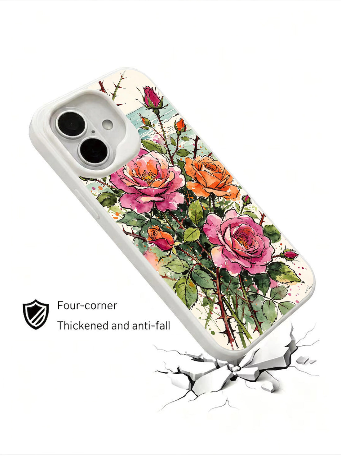 Mediterranean rose iPhone 16 Case with floral art details