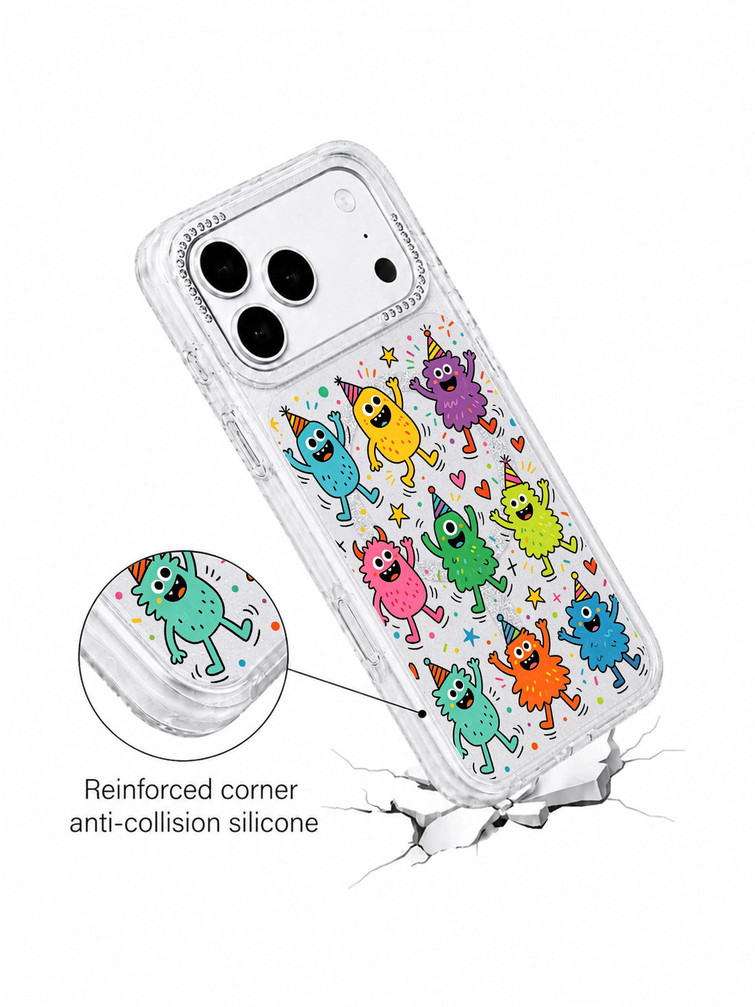 Kawaii iPhone 17 Pro Max Case With Monster Confetti by PhoneCasing