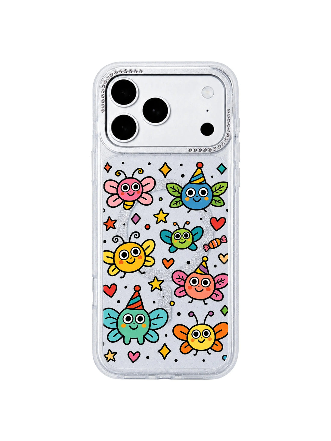 Glitter iPhone 17 Pro Max Case With Winged Bug Characters by PhoneCasing