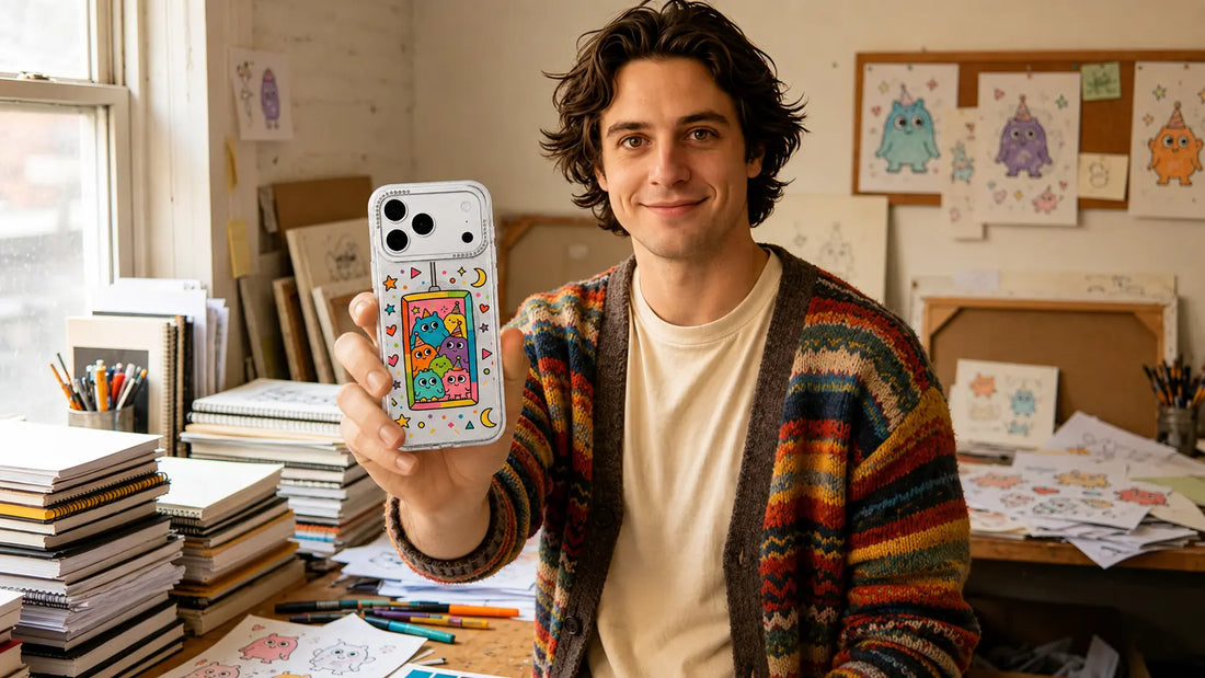Milo Popkins iPhone 17 Pro Max case with colorful original artwork for coffee shop aesthetic, blog cover image