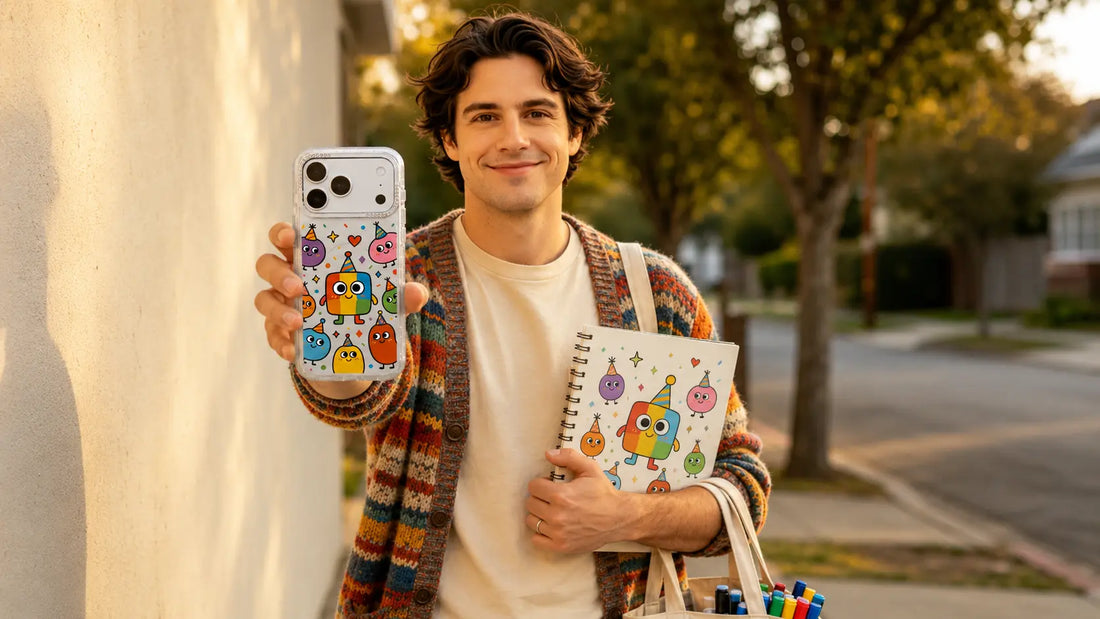 Milo Popkins iPhone 17 Pro Max case with colorful original artwork for colorful outfits, blog cover image