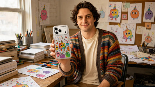 Milo Popkins iPhone 17 Pro Max case with brown and black original artwork for kawaii inspired out looking childish, blog cover image