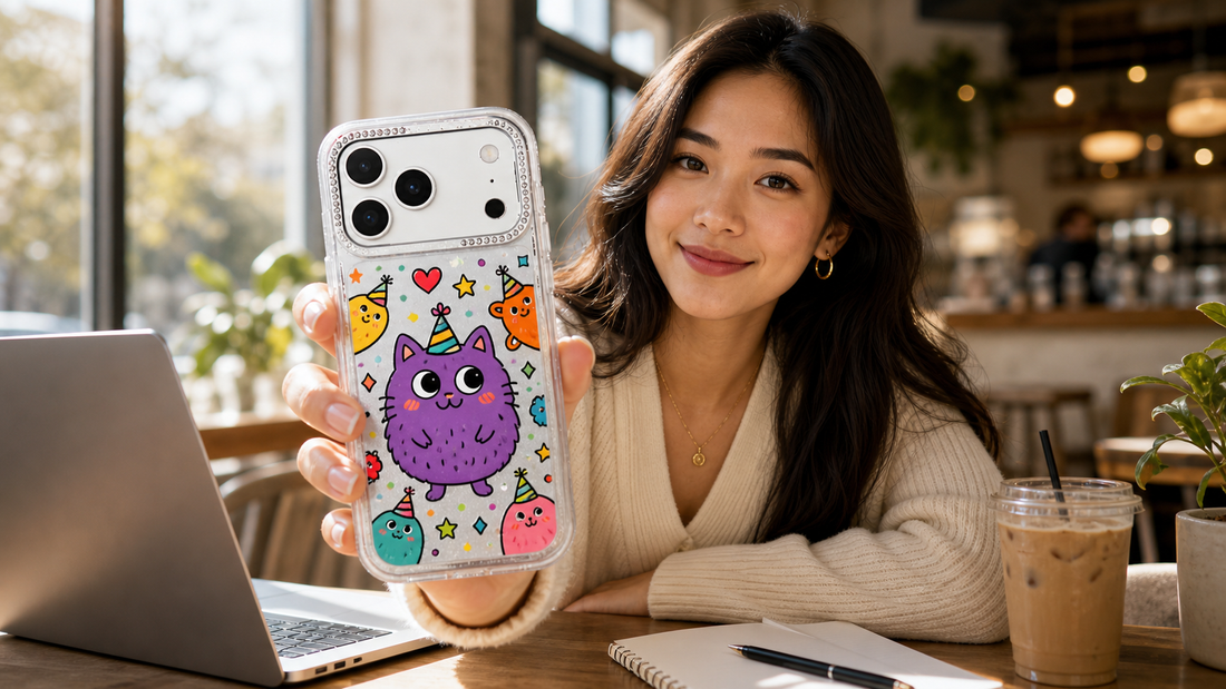 Milo Popkins Purple Cat Monster Smile iPhone 17 Pro Max case lifestyle blog cover 02