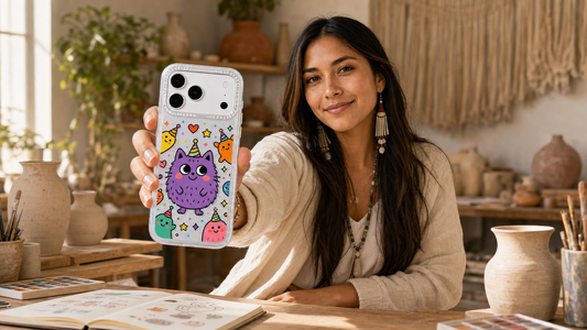 Milo Popkins Purple Cat Monster Smile iPhone 17 Pro Max case lifestyle blog cover 05