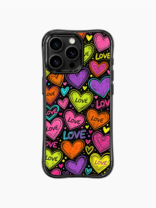 Hand letter love heart iPhone 13 Pro Max Case with neon doodles