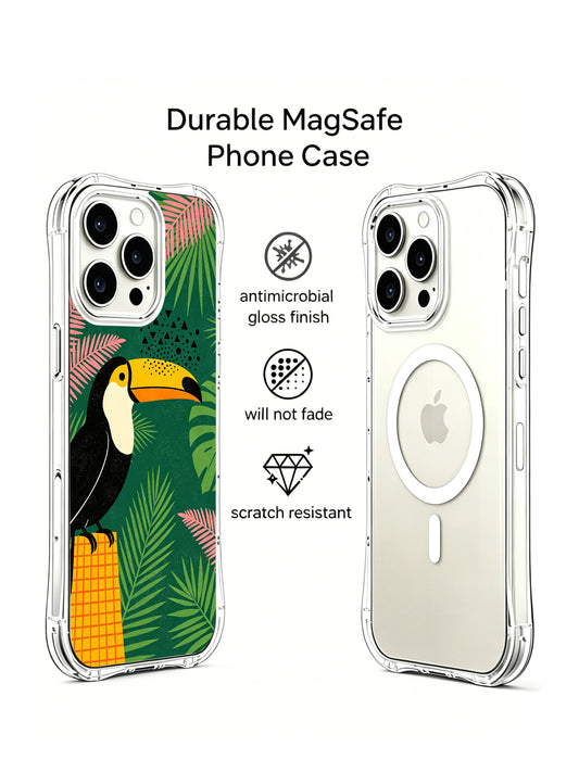 Naive art toucan iPhone 15 Pro Max Case with colorful bird illustration