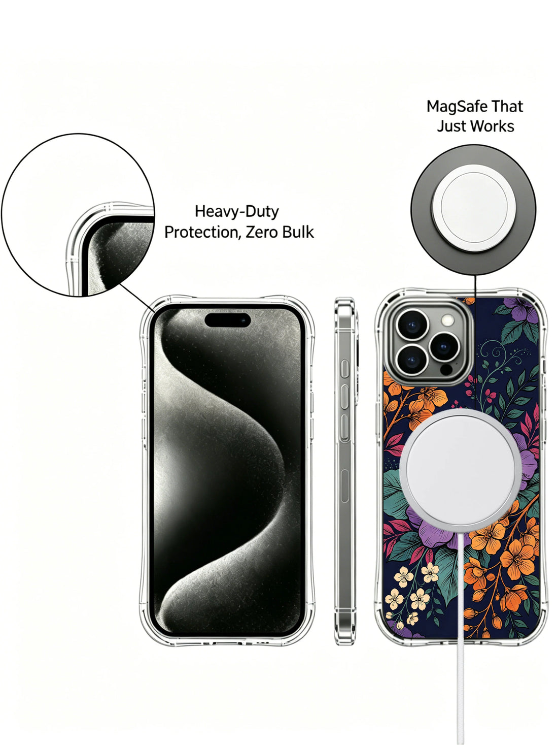 Unique iPhone 13 Pro Max Case Gift with Purple Florals