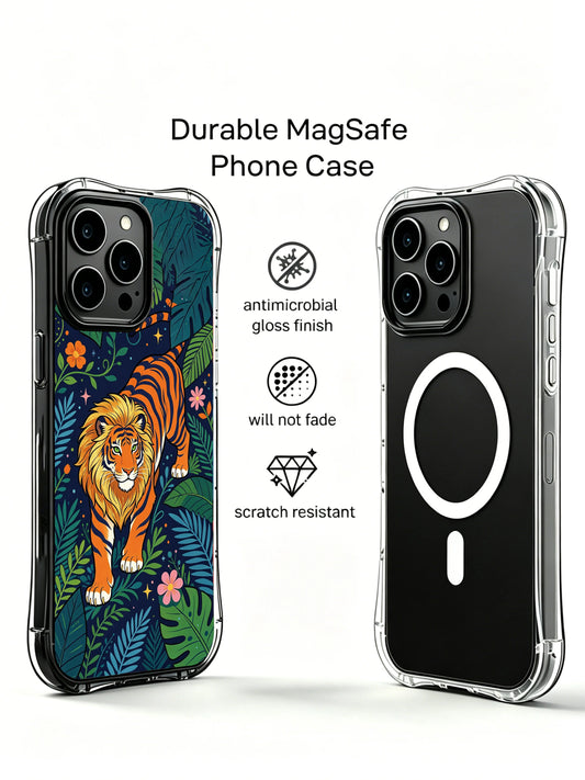 Tropical tiger iPhone 13 Pro Case with hibiscus floral artwork