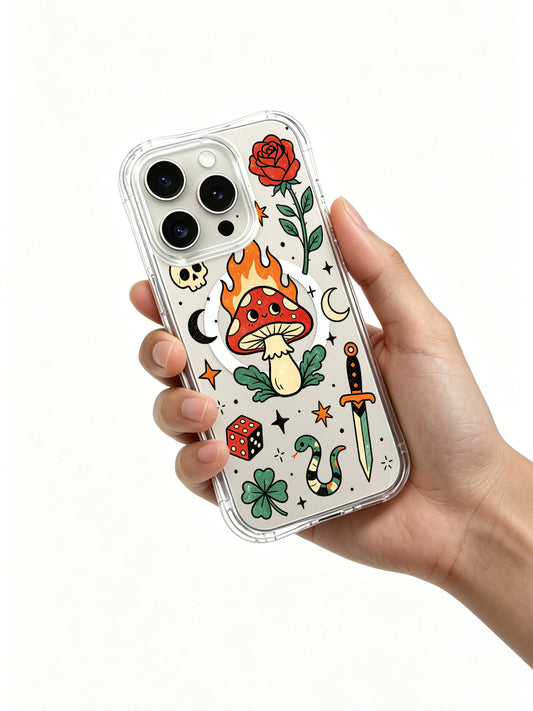 Skull moon mushroom aesthetic iPhone 15 Pro Case by PhoneCasing