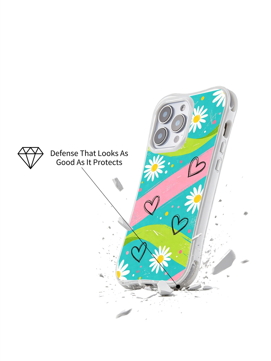 Turquoise floral streaks artistic iPhone 16 Pro Case by PhoneCasing