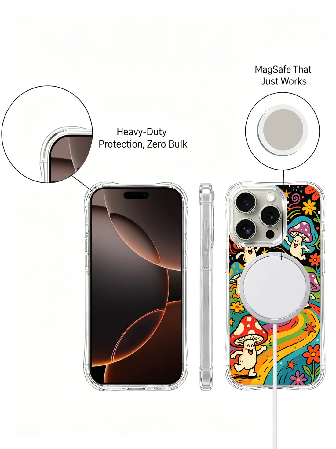 Pastel Mushroom iPhone 16 Pro Max Case With Doodle Art