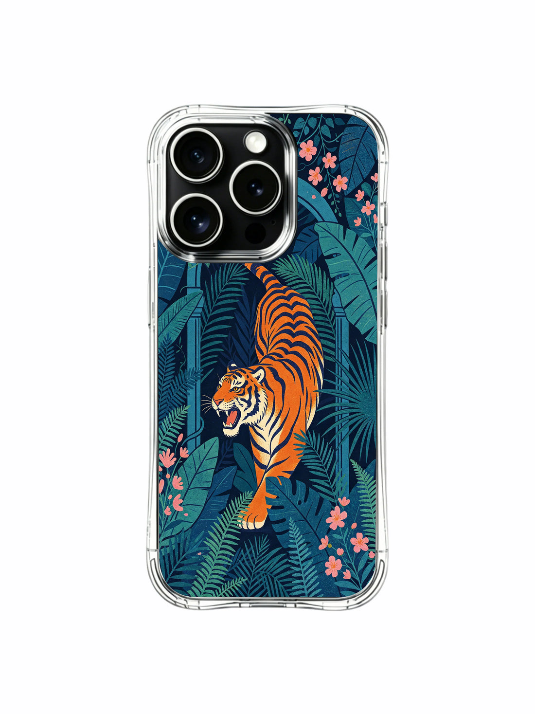 Navy jungle leaves artistic iPhone 13 Pro Case by PhoneCasing