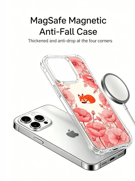 Poppy Fox iPhone 15 Pro Max Case with Floral Art