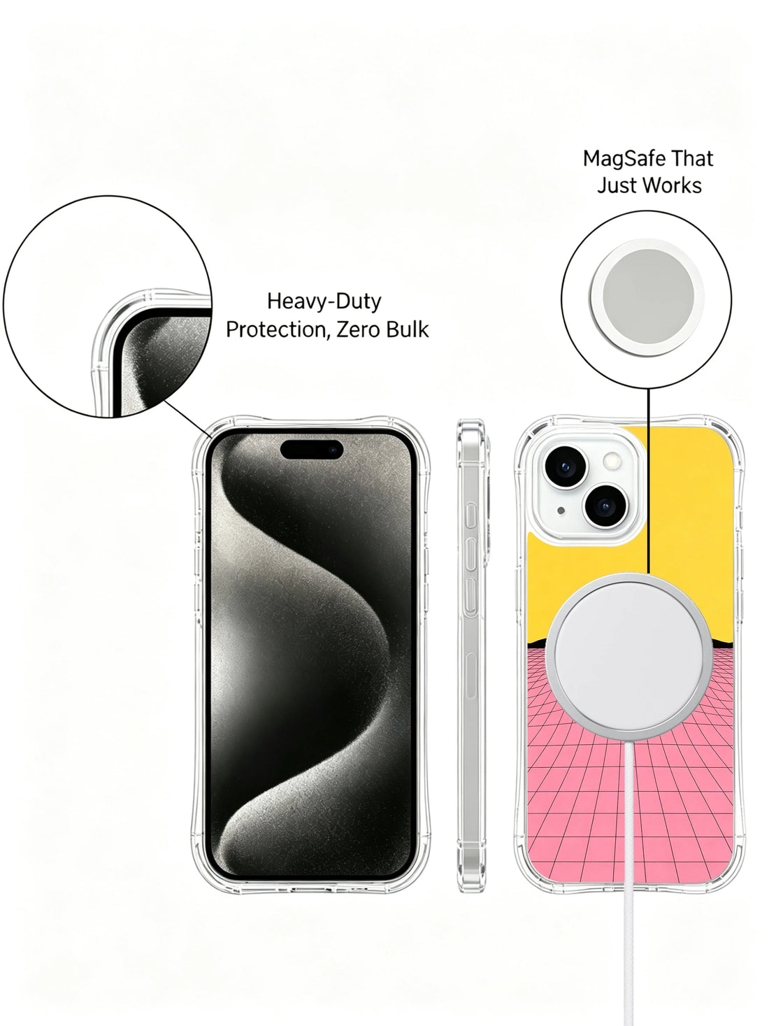 Aesthetic iPhone 15 Plus Case with ocean sunset color