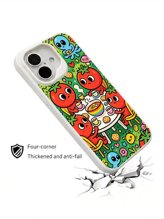 Rainbow soup iPhone 16 Plus Case with playful creature illustration