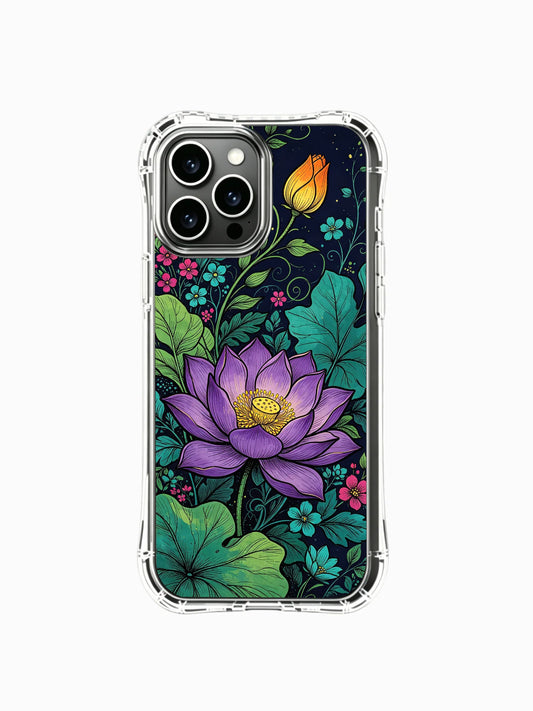 Midnight Purple Lotus Garden illustrated floral case for iPhone 13 Pro Max