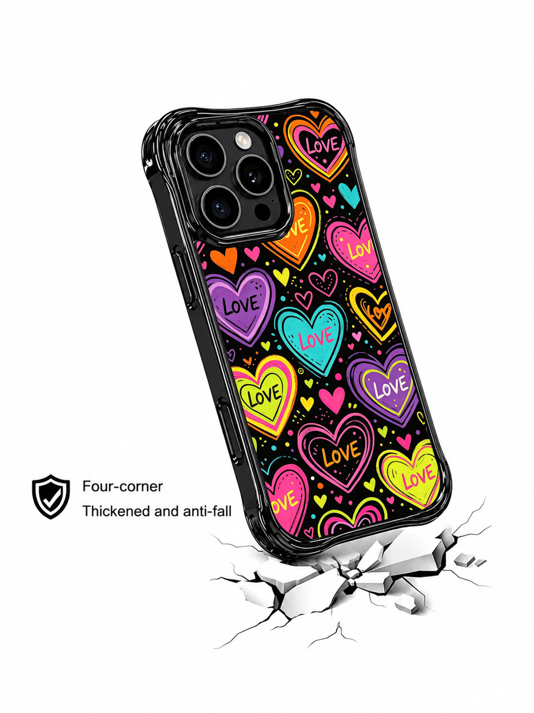 Confetti neon heart iPhone 13 Pro Max Case with playful love art