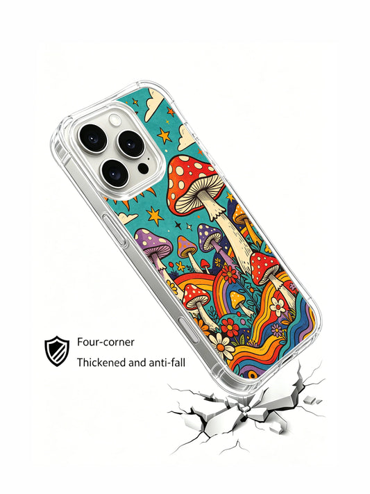 Red mushroom iPhone 16 Pro Max Case with psychedelic garden art