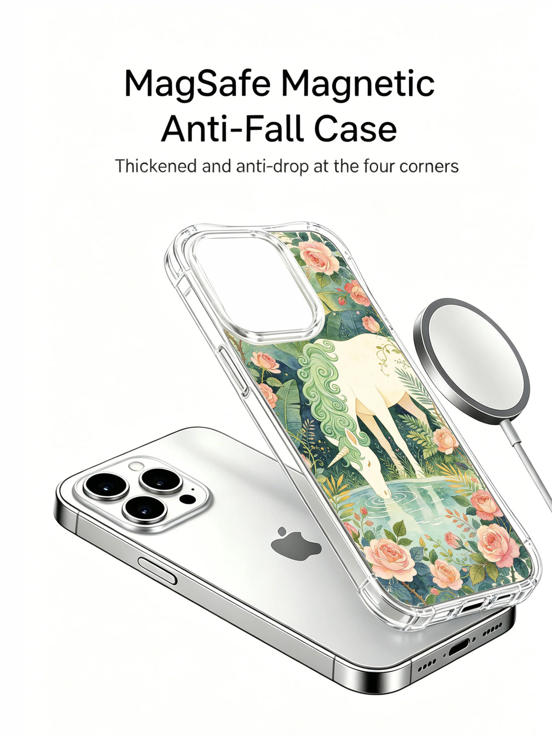 Rose garden unicorn iPhone 15 Pro Max Case with floral art