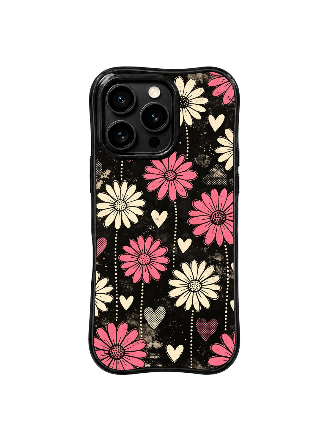 Pink daisy iPhone 16 Pro Case with static garden artwork