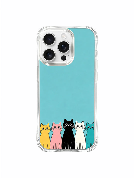 Calm iPhone 16 Pro Max Case with whimsical sea blue cats illustration