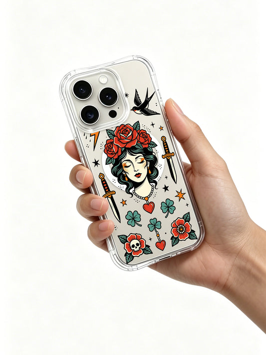 Calm iPhone 15 Pro Case with storm lady tattoo art