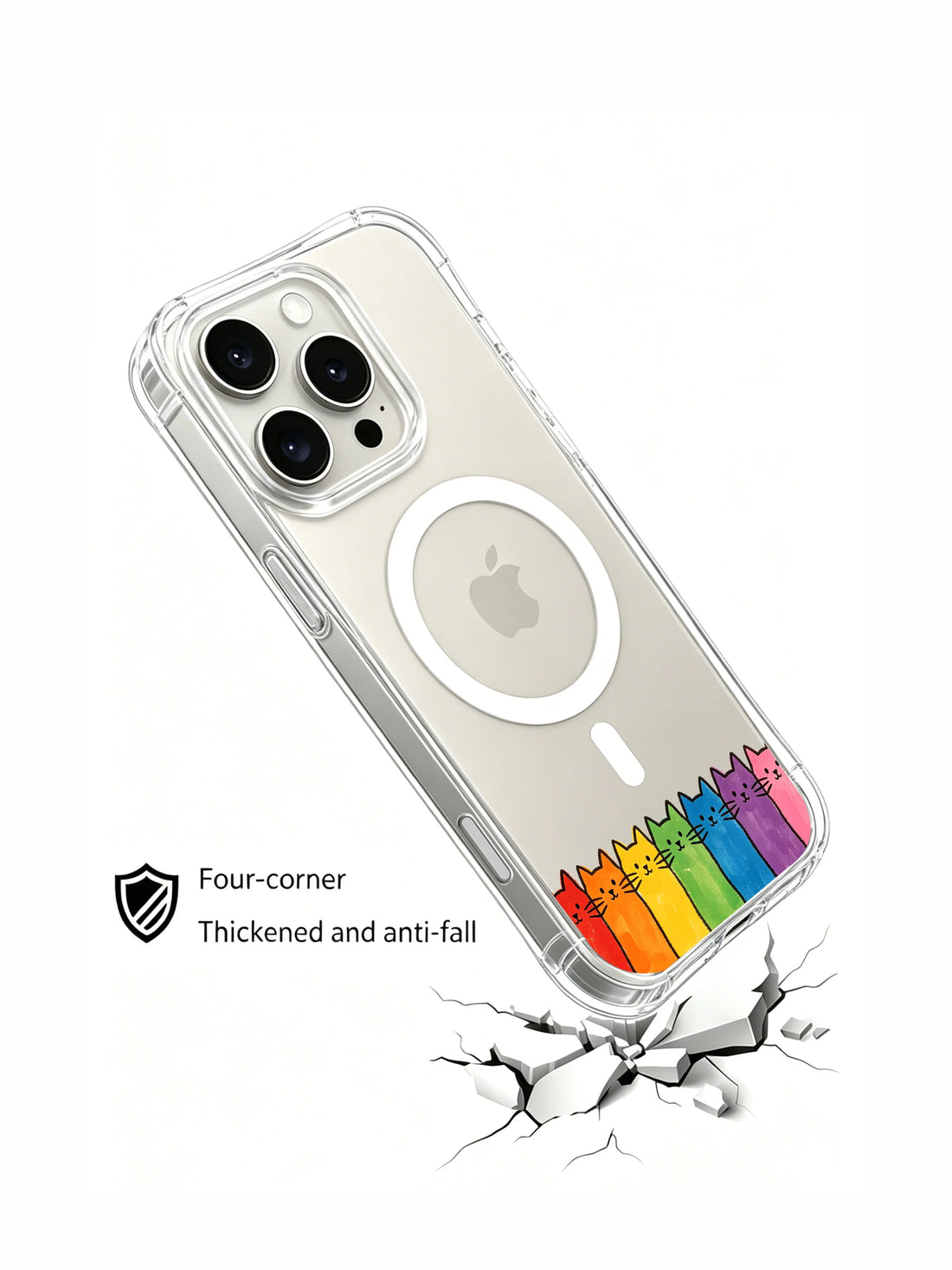 Cat Lover iPhone 16 Pro Max Case Gift with Rainbow Cats
