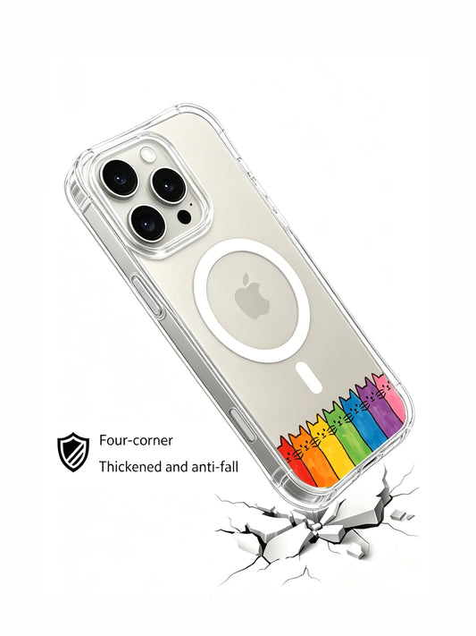 Cat Lover iPhone 16 Pro Max Case Gift with Rainbow Cats