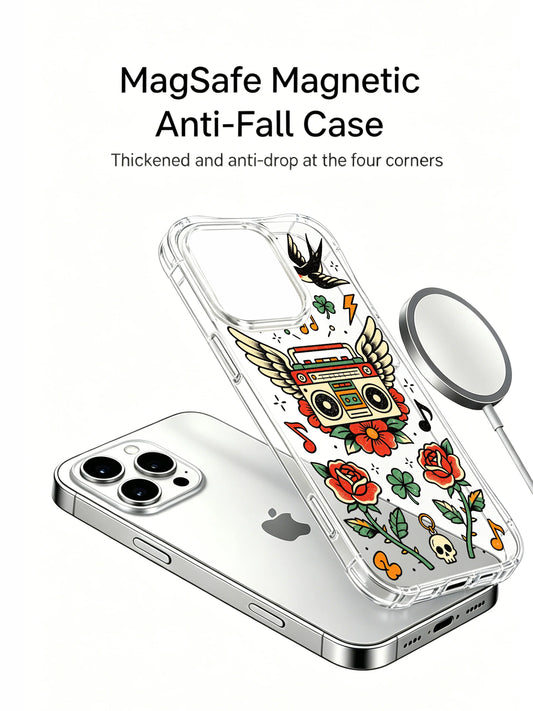 Old School Tattoo iPhone 15 Pro Case With Boombox Artwork