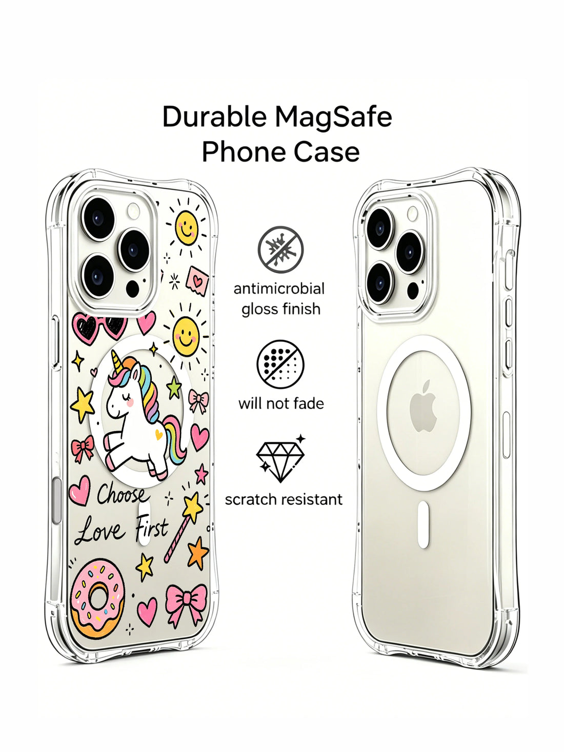 Unique iPhone 16 Pro Max Case Gift with Rainbow Unicorns