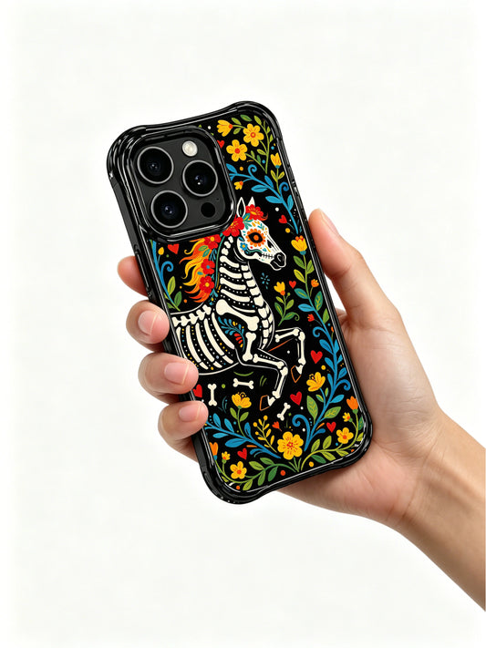 Skeleton horse symmetrical border iPhone 16 Pro Max Case with dark western art