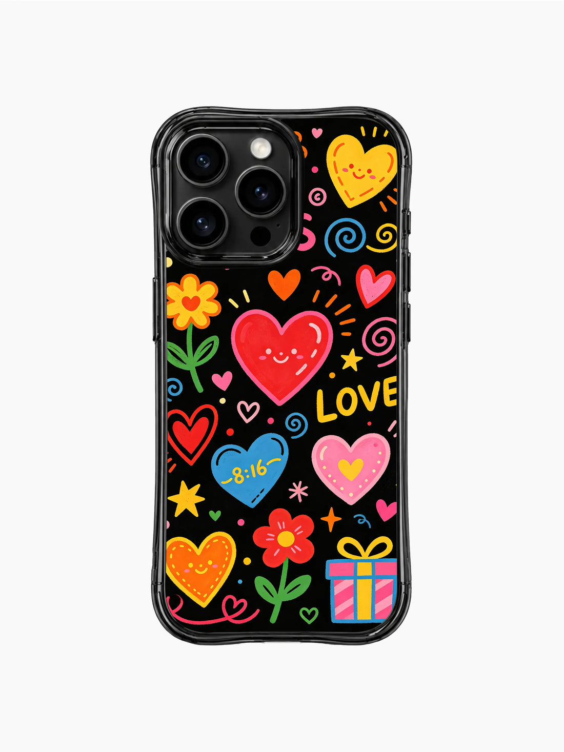 Aesthetic iPhone 13 Pro Max Case with star confetti heart artwork