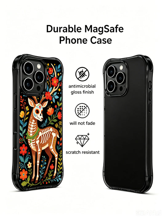 Sugar skull deer iPhone 16 Pro Max Case with green bead artwork