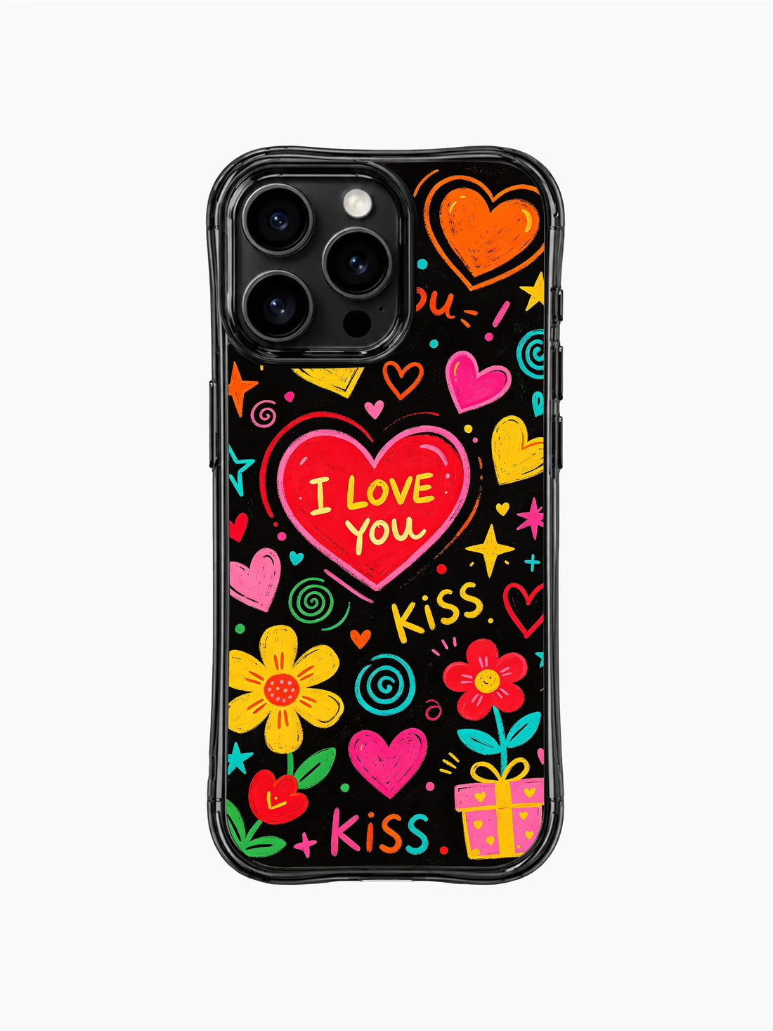 Colorful Poster Art iPhone 13 Pro Max Case With Heart Icons