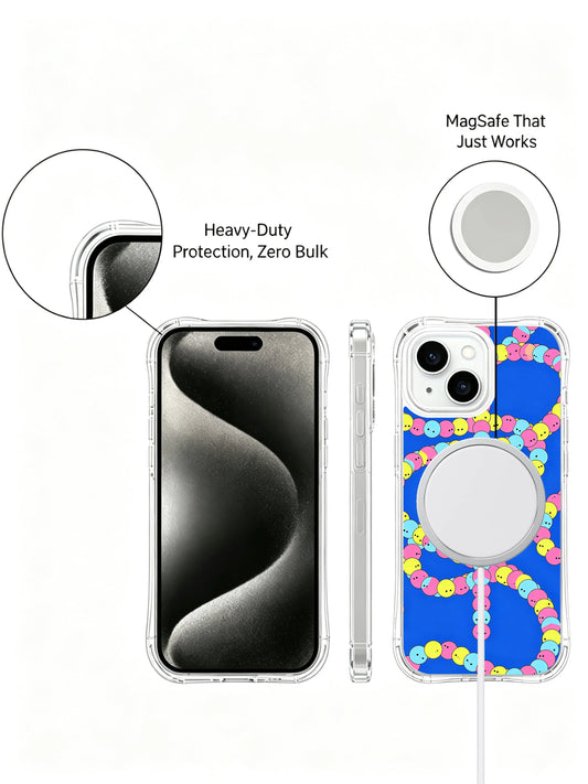Playful creature iPhone 15 Plus Case with blue abstract art