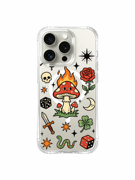 Mushroom Old School Tattoo Art iPhone 15 Pro MagSafe Case PhoneCasing for iPhone 15 Pro case