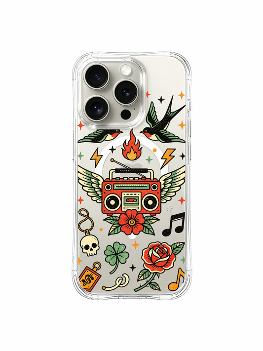 Boombox Old School Tattoo Art iPhone 15 Pro MagSafe Case PhoneCasing for iPhone 15 Pro case