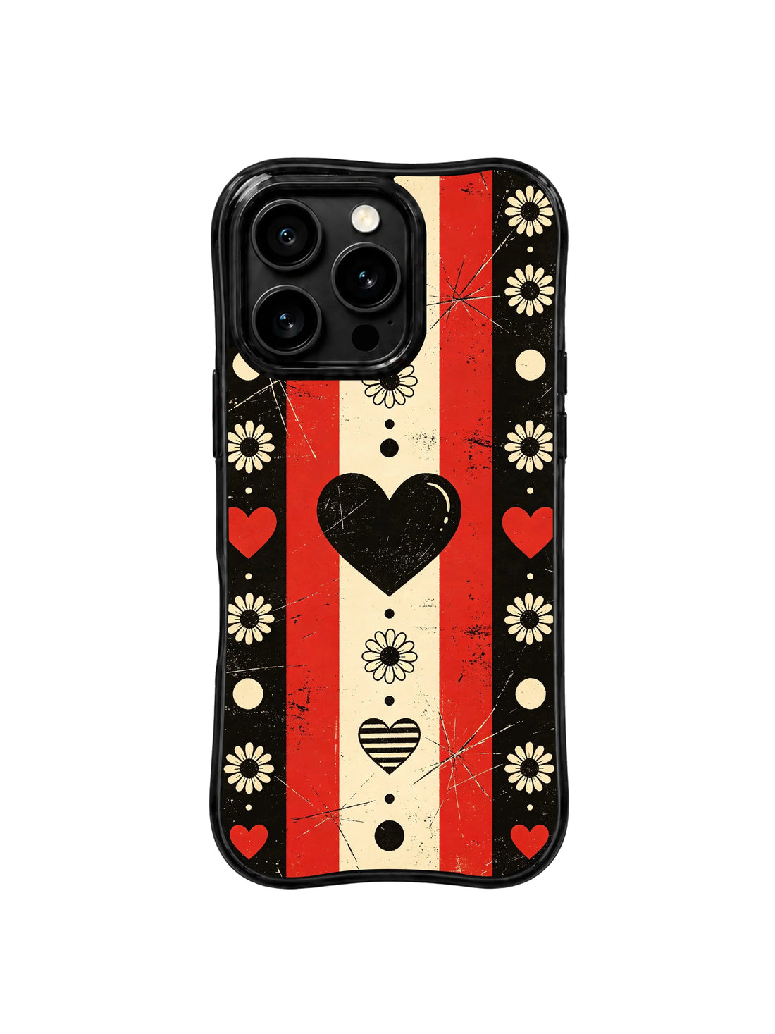 Aesthetic iPhone 16 Pro Case with grunge daisy checks