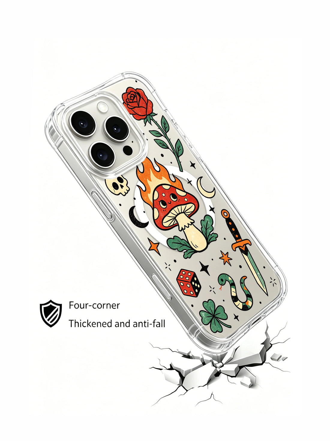 Old school mushroom artistic iPhone 15 Pro Case by PhoneCasing