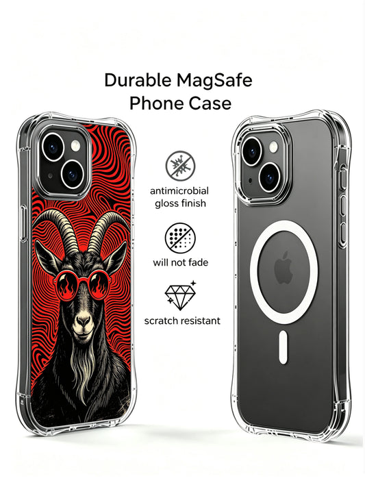 Retro iPhone 13 Case with underground band poster goat woodcut