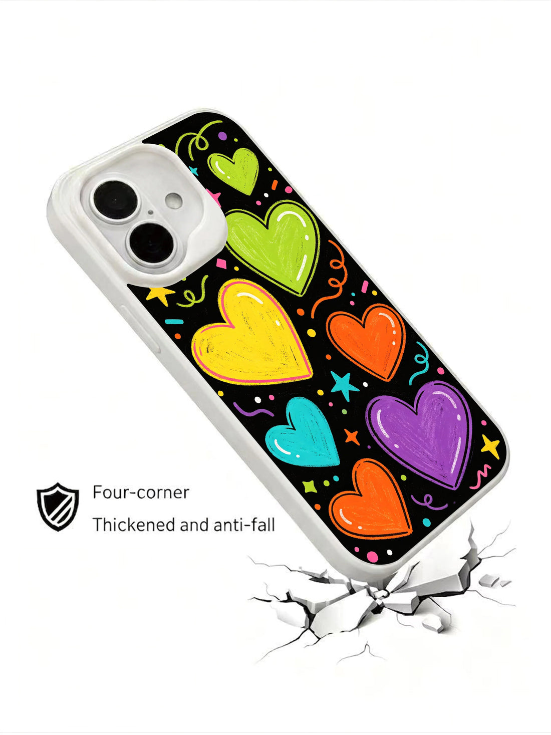 Vibrant heart neon stickers iPhone 16 Plus Case with cute aesthetic art