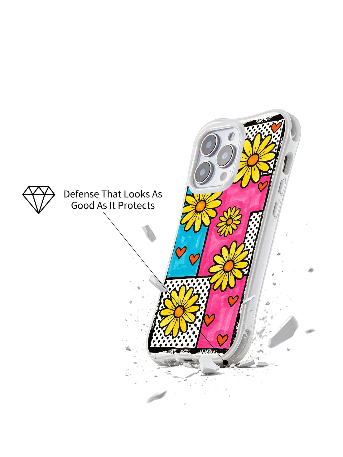 Artistic iPhone 16 Pro Case With Wavy Daisy Grid by PhoneCasing