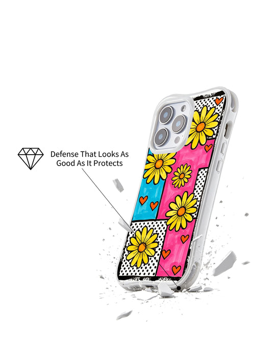 Artistic iPhone 16 Pro Case With Wavy Daisy Grid by PhoneCasing