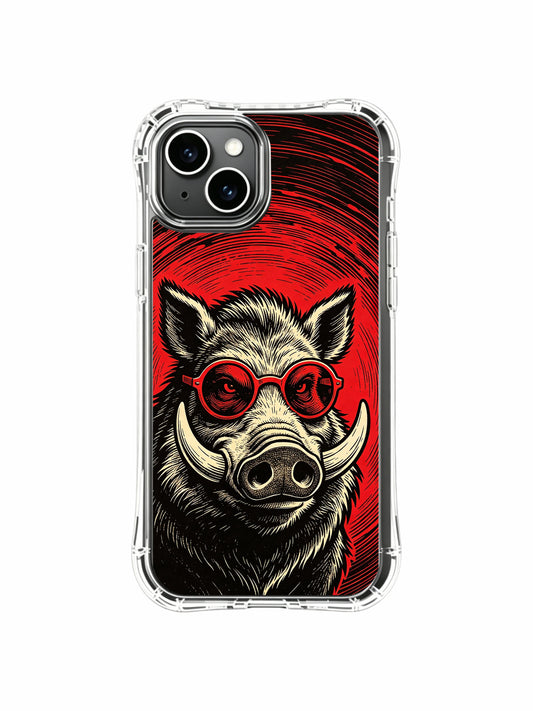Aesthetic iPhone 13 Case with engraved festival poster boar art